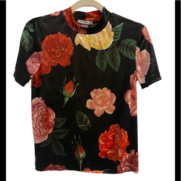 Zara Tops - ZARA Floral Velvet Top